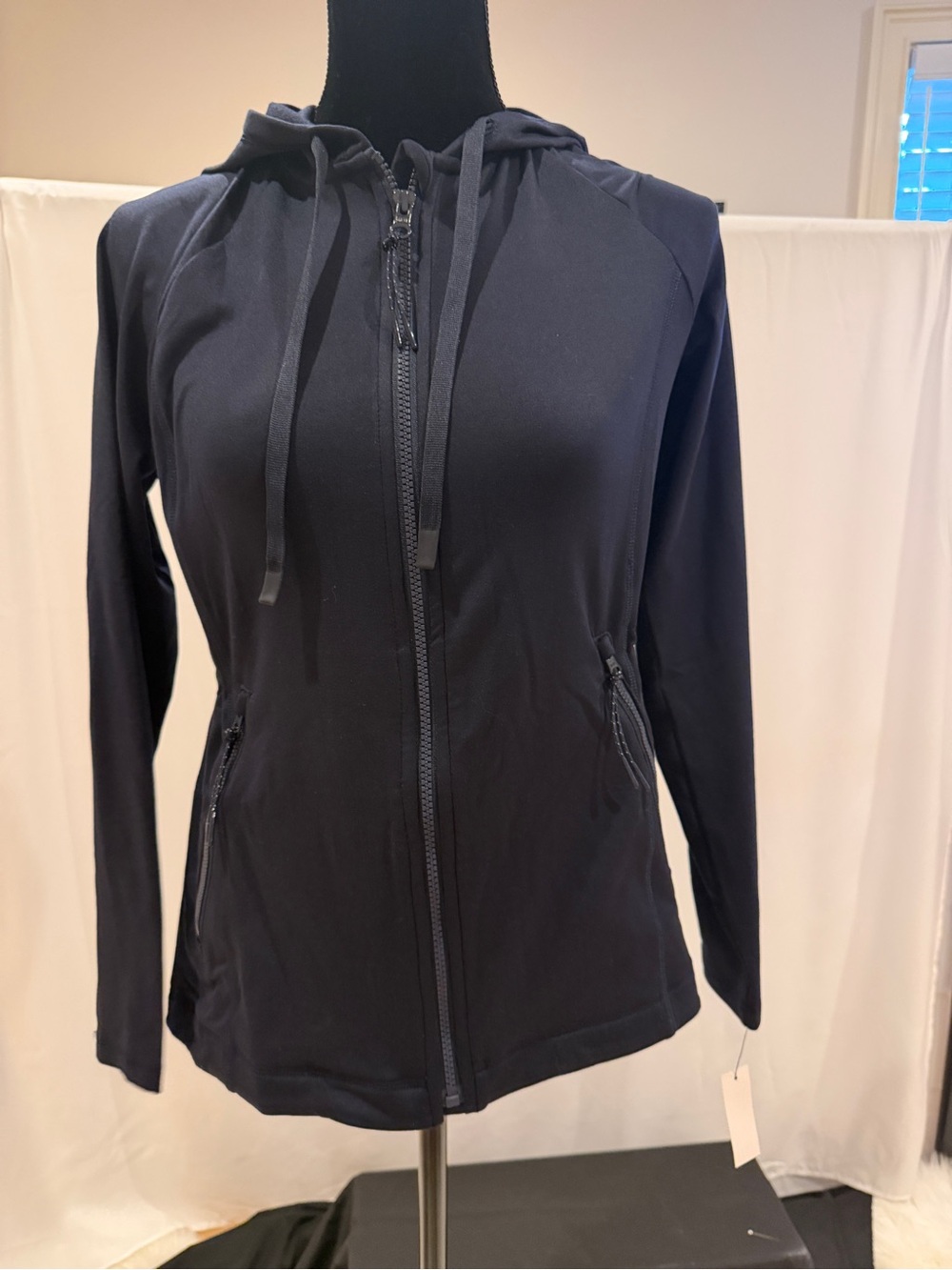 Talbots Navy Hooded Zip-Up Utility Jacket